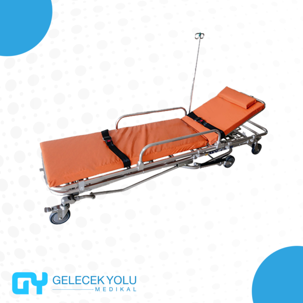 Ambulance stretcher is a medical device used to transport patients safely and securely from the scene of an emergency to a medical facility. It is specifically designed for use in ambulances and other emergency vehicles. Ambulance stretchers are equipped with features such as adjustable height, foldable frames for easy storage, locking mechanisms to secure the stretcher during transportation, and padding for patient comfort. They play a crucial role in emergency medical services by providing a stable and comfortable platform for transporting patients in critical conditions.